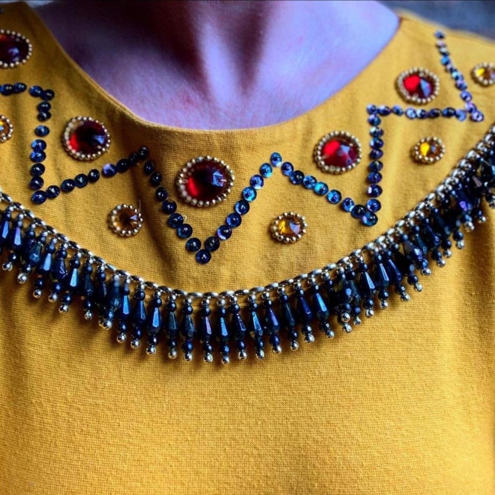 Yellow beaded Vintage Bodysuit